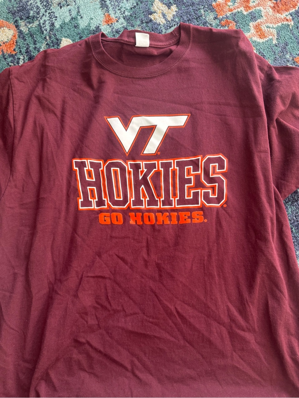 Hanes Maroon VT Hokies Tee with Orange and White Accents